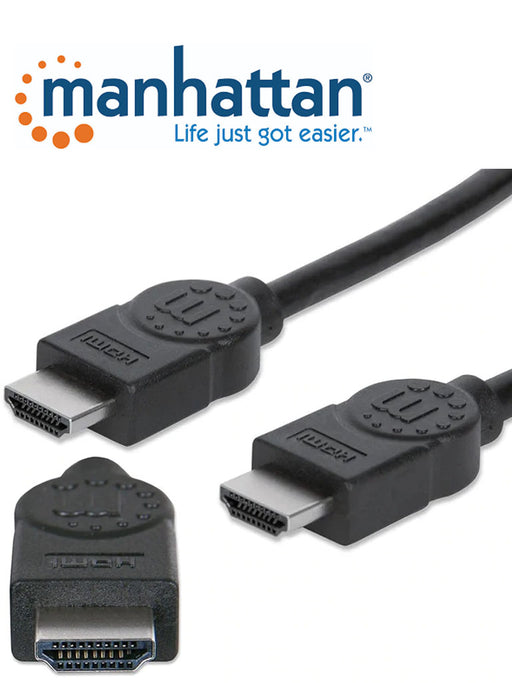 MANHATTAN 306126- CABLE HDMI DE ALTA VELOCIDAD DE 3 METROS/ 4K@30HZ/ MACHO A MACHO/ ARC/ 3D/ BLINDADO/ NEGRO-Accesorios Videovigilancia-MANHATTAN-MAN2760003-Bsai Seguridad & Controles