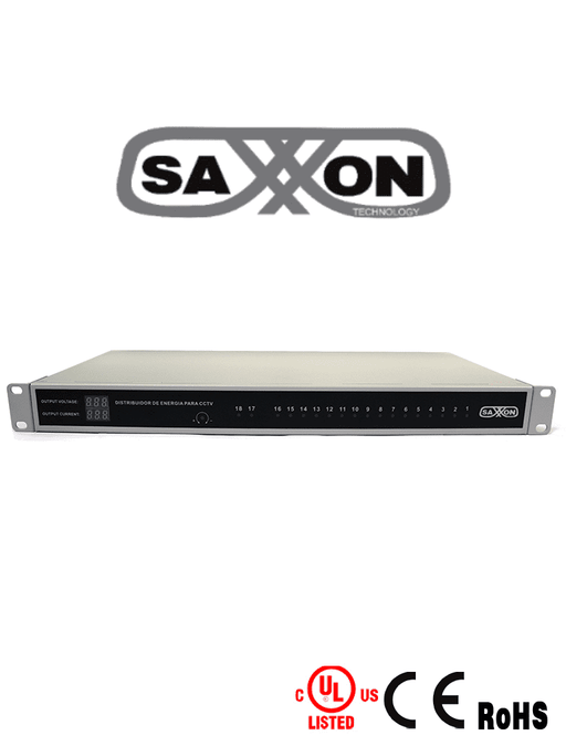 SAXXON PSU1220D18US- FUENTE DE PODER REGULADA 12V CD RACKEABLE/ 20 AMPERES/ DISTRIBUIDOR PARA 18 CAMARAS-Energía-SAXXON-TVN400054-Bsai Seguridad & Controles